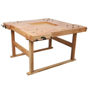 English Elm 51-1/2" Hevea Butcher Block Workbench Dual Vises Bench Dog Holes Workshop W465P366594