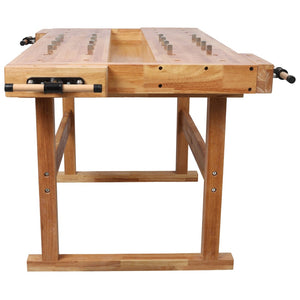 English Elm Solid Hevea Butcher Block Workbench with Twin Vises and Dog Holes for Workshops W465P366631
