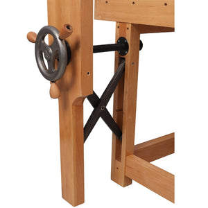 English Elm 67"solid Rubberwood Workbench Butcher Block Top with Vise and Bench Dog Holes W465P366633