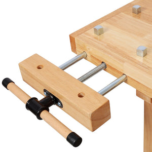 English Elm 55" Solid Rubberwood Workbench with Storage Drawers and Shelving for Garage Workshop W465P366634