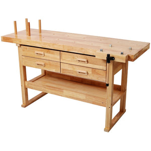English Elm 60-Inch Rubberwood Garage Workbench with Four Drawers and 330Lb Heavy Duty Capacity W465P366638