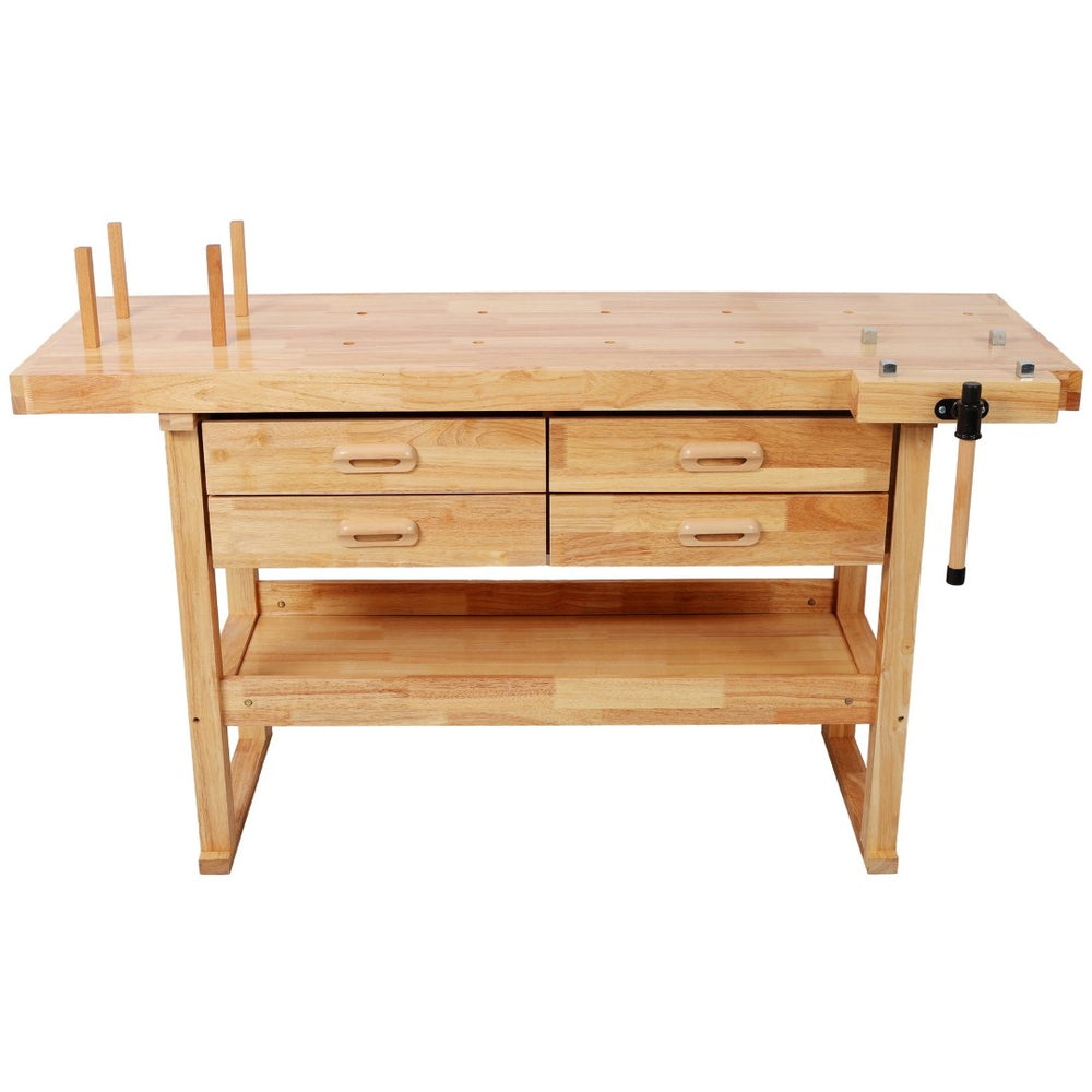English Elm 60-Inch Rubberwood Garage Workbench with Four Drawers and 330Lb Heavy Duty Capacity W465P366638