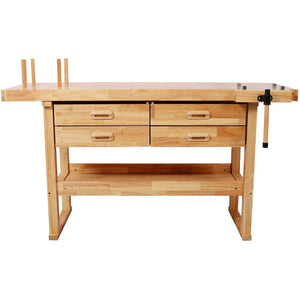 English Elm 60-Inch Rubberwood Garage Workbench with Four Drawers and 330Lb Heavy Duty Capacity W465P366638