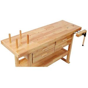 English Elm 60-Inch Rubberwood Garage Workbench with Four Drawers and 330Lb Heavy Duty Capacity W465P366638