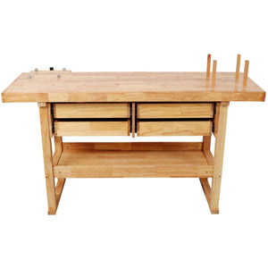 English Elm 60-Inch Rubberwood Garage Workbench with Four Drawers and 330Lb Heavy Duty Capacity W465P366638
