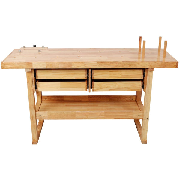 English Elm 60-Inch Rubberwood Garage Workbench with Four Drawers and 330Lb Heavy Duty Capacity W465P366638