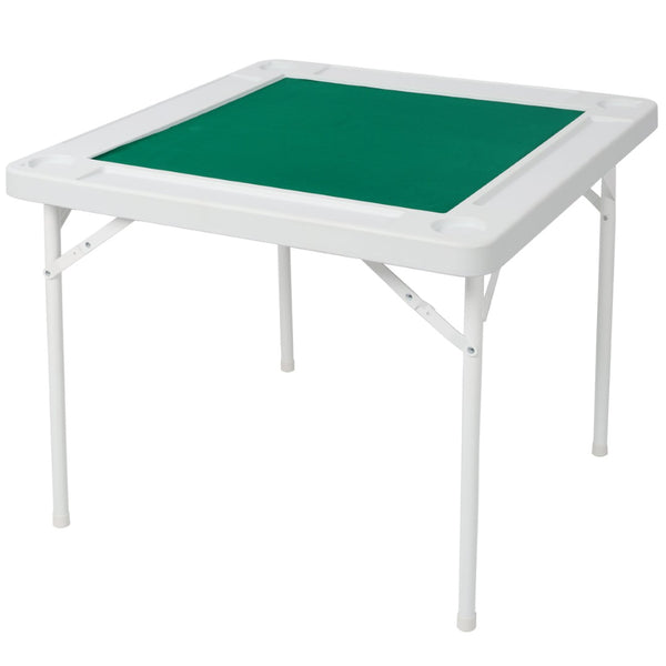 English Elm Square Folding Game Table with Green Felt Top Cup Holders and Chip Trays for 4 Players W465P367355