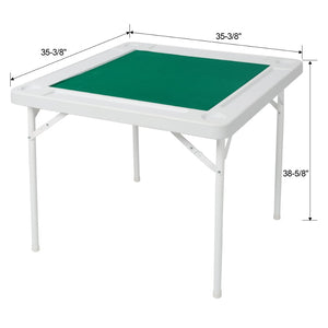 English Elm Square Folding Game Table with Green Felt Top Cup Holders and Chip Trays for 4 Players W465P367355