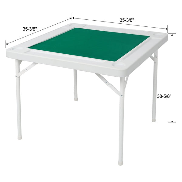 English Elm Square Folding Game Table with Green Felt Top Cup Holders and Chip Trays for 4 Players W465P367355