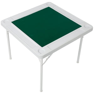 English Elm Square Folding Game Table with Green Felt Top Cup Holders and Chip Trays for 4 Players W465P367355