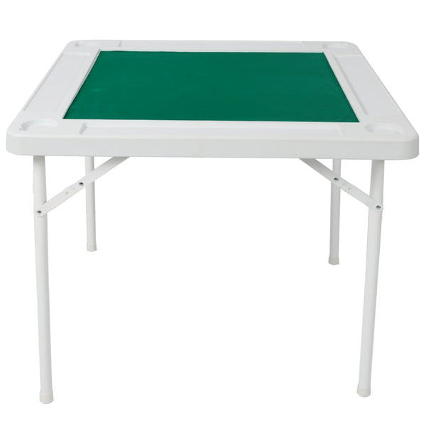 English Elm Square Folding Game Table with Green Felt Top Cup Holders and Chip Trays for 4 Players W465P367355