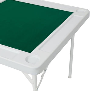 English Elm Square Folding Game Table with Green Felt Top Cup Holders and Chip Trays for 4 Players W465P367355