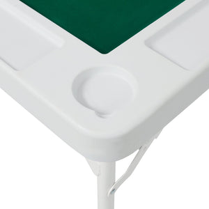 English Elm Square Folding Game Table with Green Felt Top Cup Holders and Chip Trays for 4 Players W465P367355