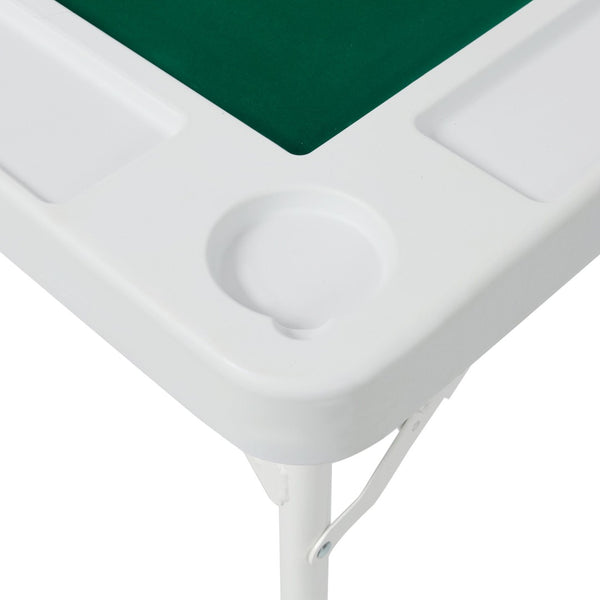 English Elm Square Folding Game Table with Green Felt Top Cup Holders and Chip Trays for 4 Players W465P367355