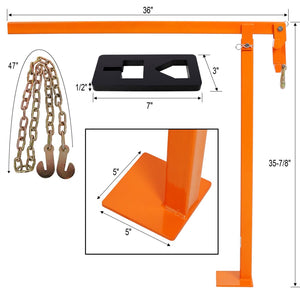 English Elm 36" T-post Puller Heavy Duty Lever Tool with Alloyed Steel Build and Lifting Chain W465P373027