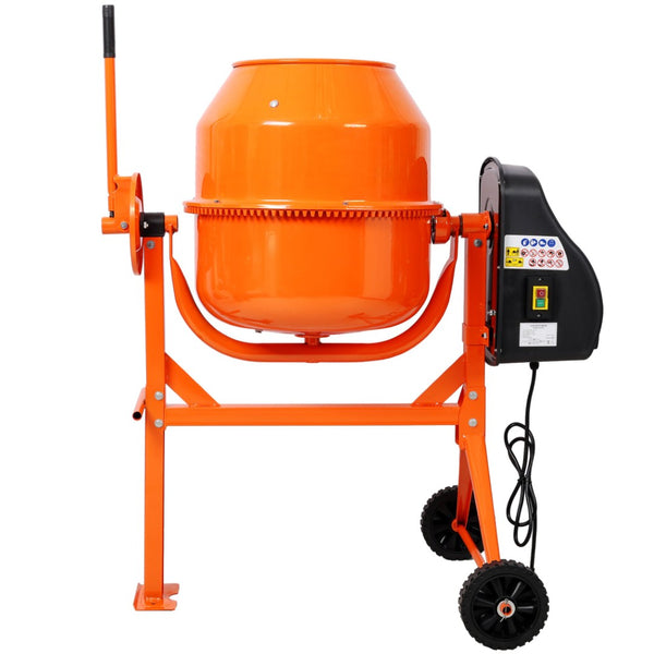 English Elm 4.2cu. Ft Cast Iron Drum Electric Cement Mixer with Steel Frame and Foot Lock W465P378195