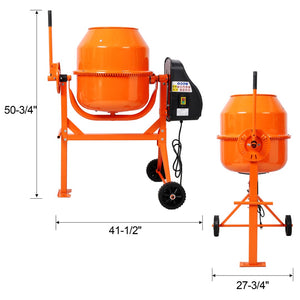 English Elm 4.2cu. Ft Cast Iron Drum Electric Cement Mixer with Steel Frame and Foot Lock W465P378195