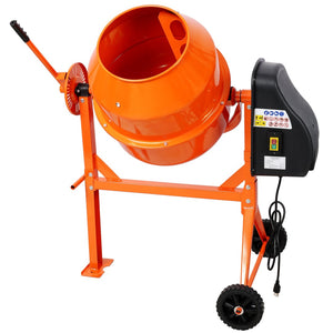 English Elm 4.2cu. Ft Cast Iron Drum Electric Cement Mixer with Steel Frame and Foot Lock W465P378195