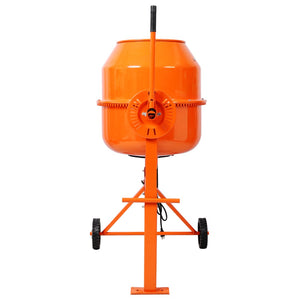 English Elm 4.2cu. Ft Cast Iron Drum Electric Cement Mixer with Steel Frame and Foot Lock W465P378195