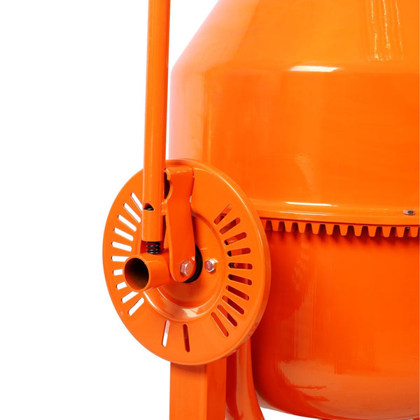 English Elm 4.2cu. Ft Cast Iron Drum Electric Cement Mixer with Steel Frame and Foot Lock W465P378195