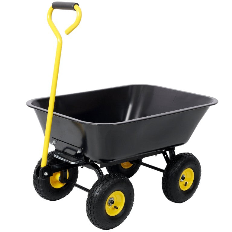 English Elm Metal Dump Cart Heavy Duty Steel Utility Wagon 600Lb All Terrain Outdoor Hauler W465P379915