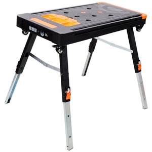 English Elm 8-in-1 Folding Workbench with Lockable Wheels Heavy Duty Abs Aluminum Garage Workshop W465P409117