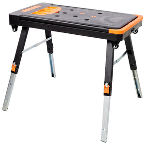 English Elm 8-in-1 Folding Workbench with Lockable Wheels Heavy Duty Abs Aluminum Garage Workshop W465P409117