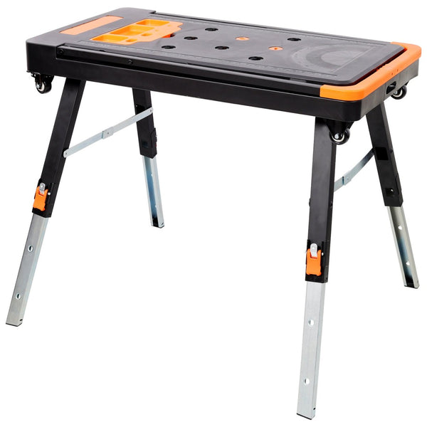 English Elm 8-in-1 Folding Workbench with Lockable Wheels Heavy Duty Abs Aluminum Garage Workshop W465P409117