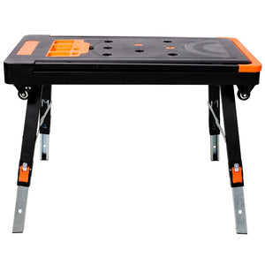 English Elm 8-in-1 Folding Workbench with Lockable Wheels Heavy Duty Abs Aluminum Garage Workshop W465P409117