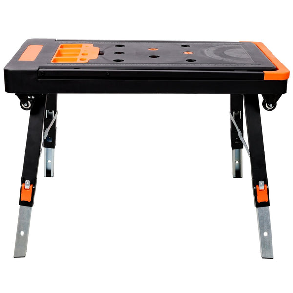 English Elm 8-in-1 Folding Workbench with Lockable Wheels Heavy Duty Abs Aluminum Garage Workshop W465P409117