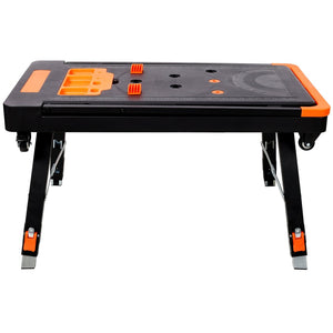 English Elm 8-in-1 Folding Workbench with Lockable Wheels Heavy Duty Abs Aluminum Garage Workshop W465P409117