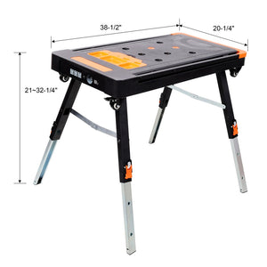 English Elm 8-in-1 Folding Workbench with Lockable Wheels Heavy Duty Abs Aluminum Garage Workshop W465P409117