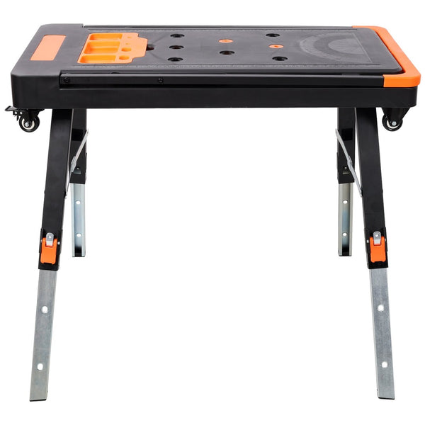 English Elm 8-in-1 Folding Workbench with Lockable Wheels Heavy Duty Abs Aluminum Garage Workshop W465P409117