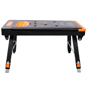 English Elm 8-in-1 Folding Workbench with Lockable Wheels Heavy Duty Abs Aluminum Garage Workshop W465P409117