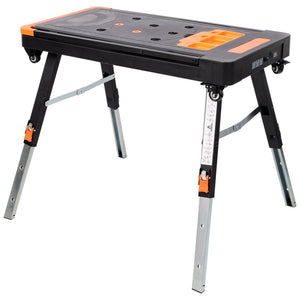 English Elm 8-in-1 Folding Workbench with Lockable Wheels Heavy Duty Abs Aluminum Garage Workshop W465P409117