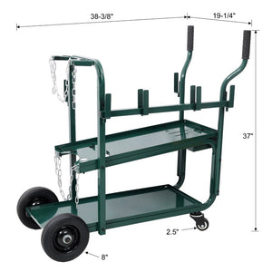 English Elm Heavy Duty Rolling Welding Cart Two Tier Steel Trolley for MIG TIG ARC Plasma Cutter 38.3 L x 19.2 W x 37 H W465P409164