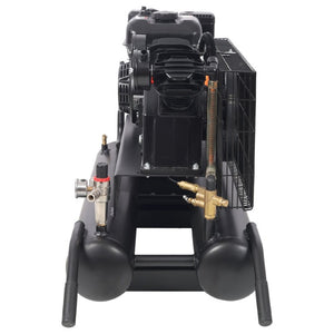 English Elm 6.5Hp Gas Wheelbarrow Air Compressor Cast Iron Twin Tank Jobsite Portable 143 PSI W465P422104