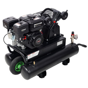 English Elm 6.5Hp Gas Wheelbarrow Air Compressor Cast Iron Twin Tank Jobsite Portable 143 PSI W465P422104