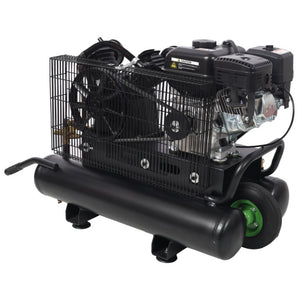 English Elm 6.5Hp Gas Wheelbarrow Air Compressor Cast Iron Twin Tank Jobsite Portable 143 PSI W465P422104