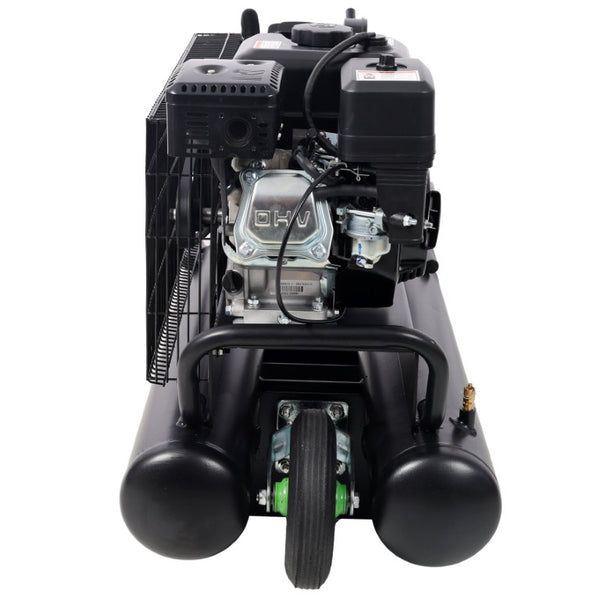 English Elm 6.5Hp Gas Wheelbarrow Air Compressor Cast Iron Twin Tank Jobsite Portable 143 PSI W465P422104