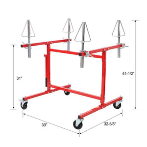 English Elm Mobile Rim Painting Stand Holds Four Alloy Wheels with 360 Degree Rotating Cone Mounts W465P429778
