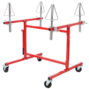 English Elm Mobile Rim Painting Stand Holds Four Alloy Wheels with 360 Degree Rotating Cone Mounts W465P429778