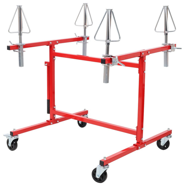 English Elm Mobile Rim Painting Stand Holds Four Alloy Wheels with 360 Degree Rotating Cone Mounts W465P429778