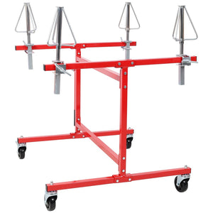 English Elm Mobile Rim Painting Stand Holds Four Alloy Wheels with 360 Degree Rotating Cone Mounts W465P429778