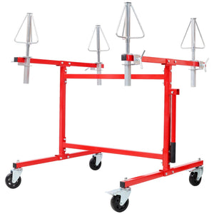 English Elm Mobile Rim Painting Stand Holds Four Alloy Wheels with 360 Degree Rotating Cone Mounts W465P429778