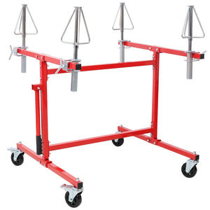 English Elm Mobile Rim Painting Stand Holds Four Alloy Wheels with 360 Degree Rotating Cone Mounts W465P429778