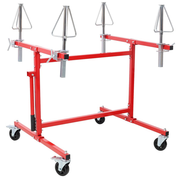 English Elm Mobile Rim Painting Stand Holds Four Alloy Wheels with 360 Degree Rotating Cone Mounts W465P429778
