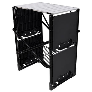 English Elm Folding Camp Kitchen Station Aluminum Top with Side Tables Lamp Post Storage Rack W465P439798