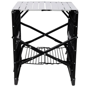 English Elm Folding Camp Kitchen Station Aluminum Top with Side Tables Lamp Post Storage Rack W465P439798
