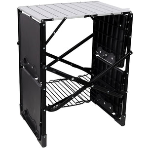 English Elm Folding Camp Kitchen Station Aluminum Top with Side Tables Lamp Post Storage Rack W465P439798
